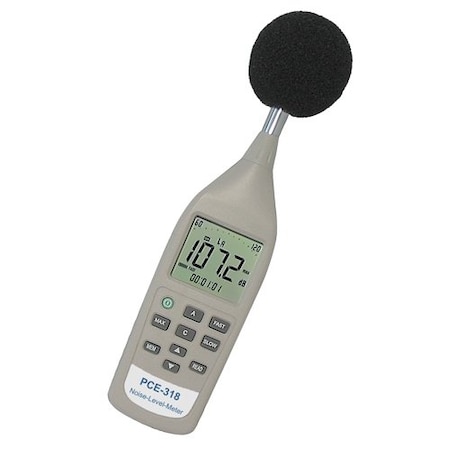 Pce Instruments Digital Sound Level Meter, 26 to 130 dB PCE-318